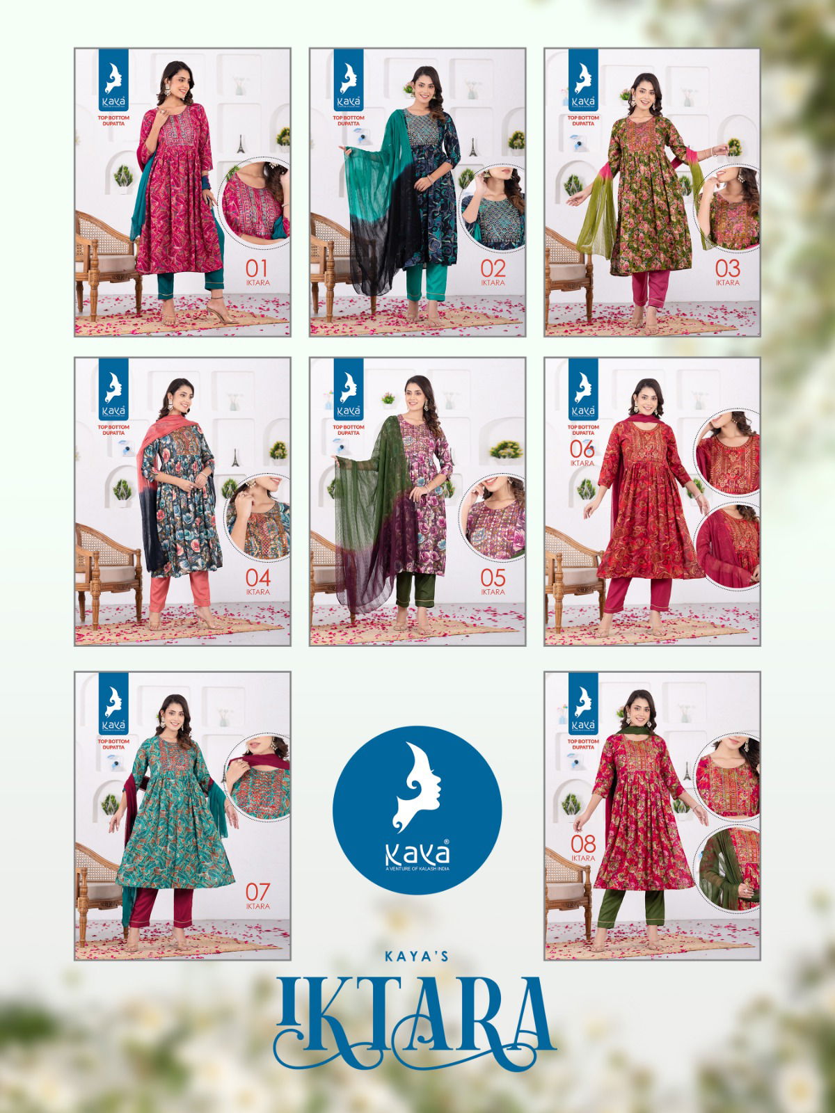 Iktara By Kaya Rayon Nyra Cut Printed Readymade Suits Catalog